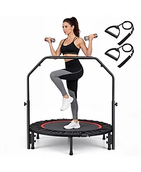 Sugift 40-Inch Fitness Trampoline for Adults with Adjustable Handle Bar and Resistance Bands for Indoor/Outdoor