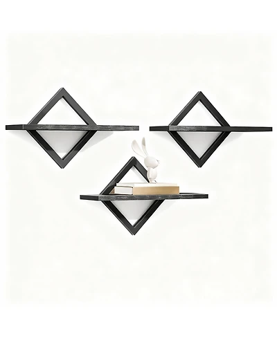 Yigii Wall Shelves Set of 3, Diamond Frame, Industrial Style,Multi-Use, Easy Assembly