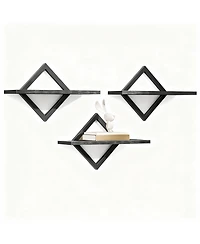 Yigii Wall Shelves Set of 3, Diamond Frame, Industrial Style,Multi-Use, Easy Assembly