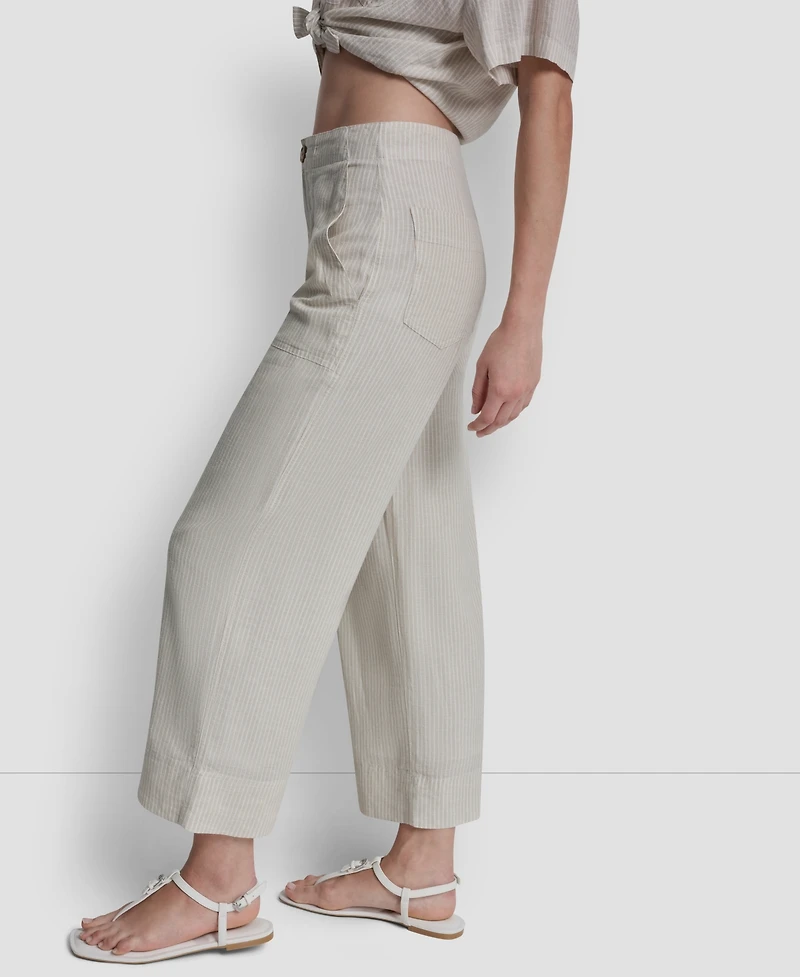 Dkny Jeans Women's Cropped Wide-Leg Linen Pants