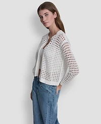 Dkny Jeans Women's Open-Stitch Drop-Shoulder Cardigan Sweater
