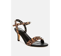 Laro Studs & Pearls Detail Leopard Sandals
