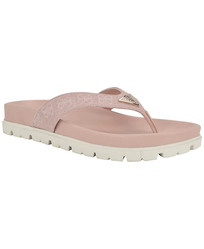 Guess Women's Davelle Lug Sole Logo Thong Sandals