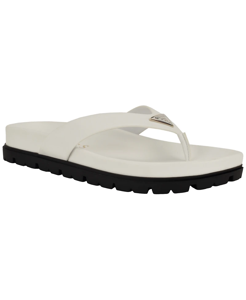 Guess Women's Davelle Lug Sole Logo Thong Sandals