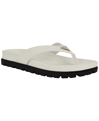 Guess Women's Davelle Lug Sole Logo Thong Sandals
