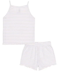 Splendid Girls' 6-16 Heart Pointelle Lettuce Edge Tank Top & Shorts, 2-Piece Set