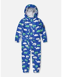 Deux par Toddler Boys Rain One-Piece Polyurethane Blue Chameleon Print