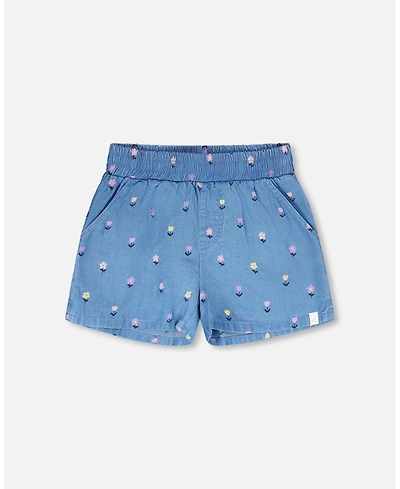 Deux par Deux Big Girls Chambray Flower-Print Shorts