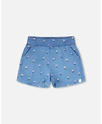 Deux par Deux Big Girls Chambray Flower-Print Shorts
