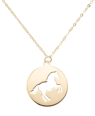 Macy's Open Work Horse on Disc Pendant Necklace in 10k Yellow Gold