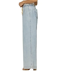 Democracy Petite Pleated Wide Leg Rope Tie Belt Pants