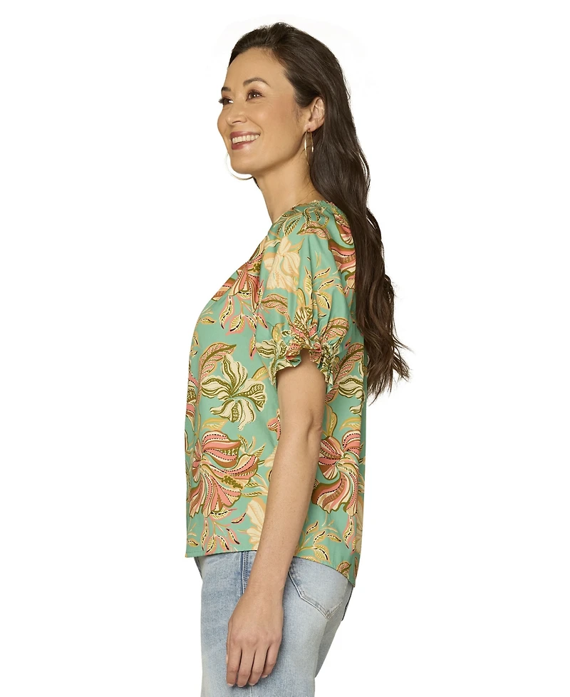 Democracy Petite Flutter Short-Sleeve Top