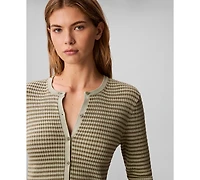 Calvin Klein Women's Striped Long-Sleeve Sweater