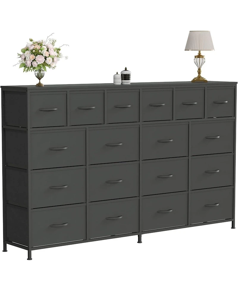 gaomon 18 Drawer Long Dresser with Fabric Drawers, Sturdy Metal Frame, Pu Handles, Spacious Storage Cabinet for Bedroom, Living Room, or Entryway