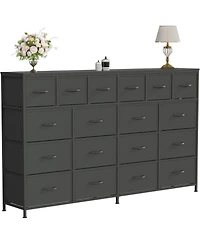 gaomon 18 Drawer Long Dresser with Fabric Drawers, Sturdy Metal Frame, Pu Handles, Spacious Storage Cabinet for Bedroom, Living Room, or Entryway