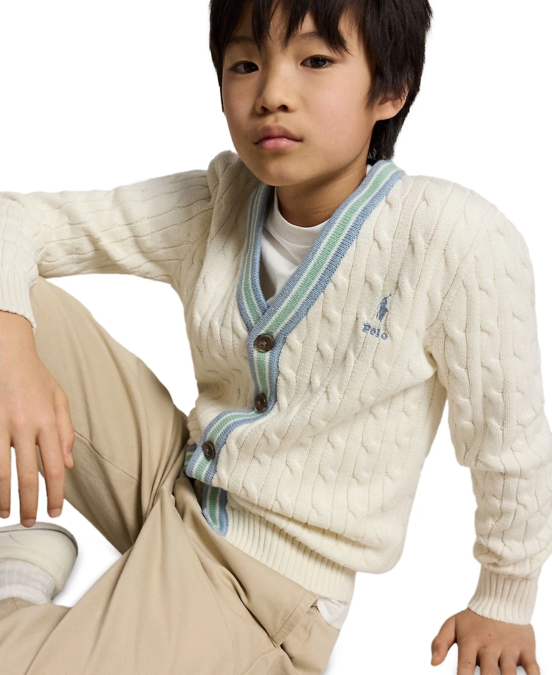 Polo Ralph Lauren Boys' 8-20 Striped V-Neck Cardigan