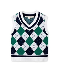 Hope & Henry Little and Big Boys' Organic V-Neck Argyle Sweater Vest