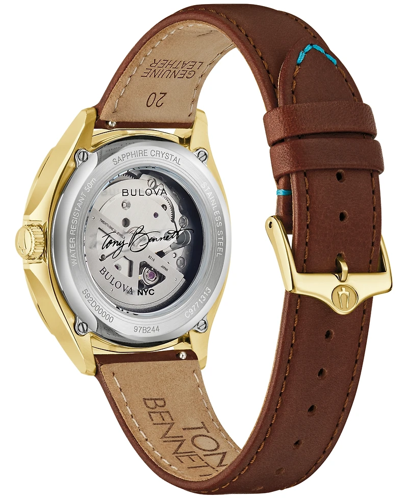 Bulova Men's Tony Bennett Nyc Brown Leather Strap Watch 32mm