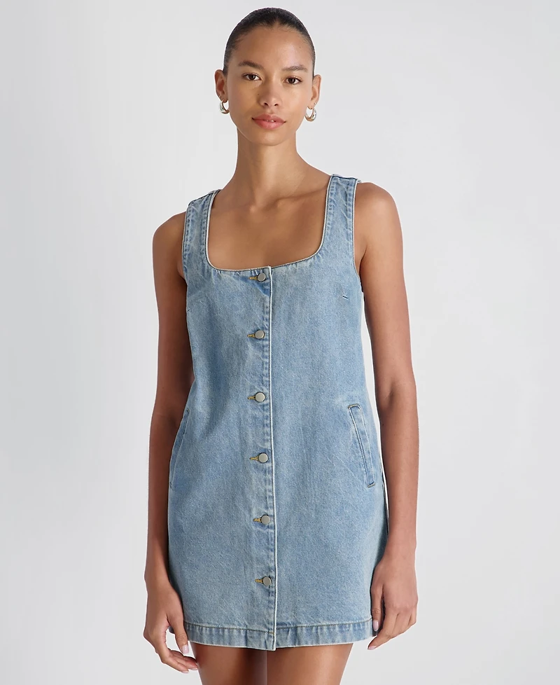French Connection Women's 90s Denim Button-Front Sleeveless Dress