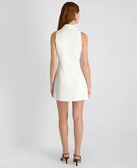 French Connection Women's Whisper Double-Breasted Collared V-Neck Mini Dress