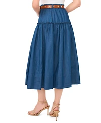 CeCe Women's Belted Denim Midi Skirt