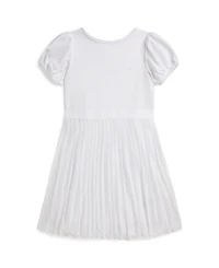 Polo Ralph Lauren Girls' 7-16 Round Neck Pleated Stretch Ponte Dress