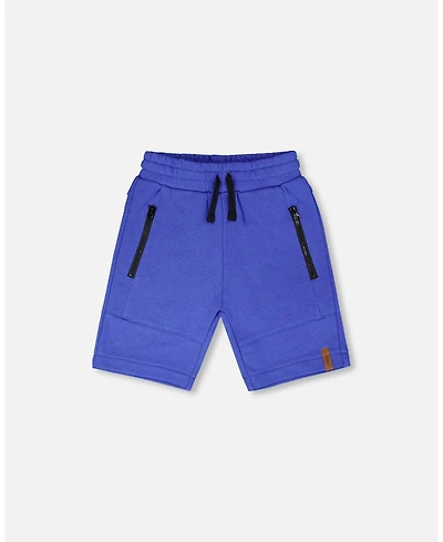 Deux par Big Boys French Terry Shorts with Cross Seams Royal Blue