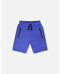 Deux par Big Boys French Terry Shorts with Cross Seams Royal Blue