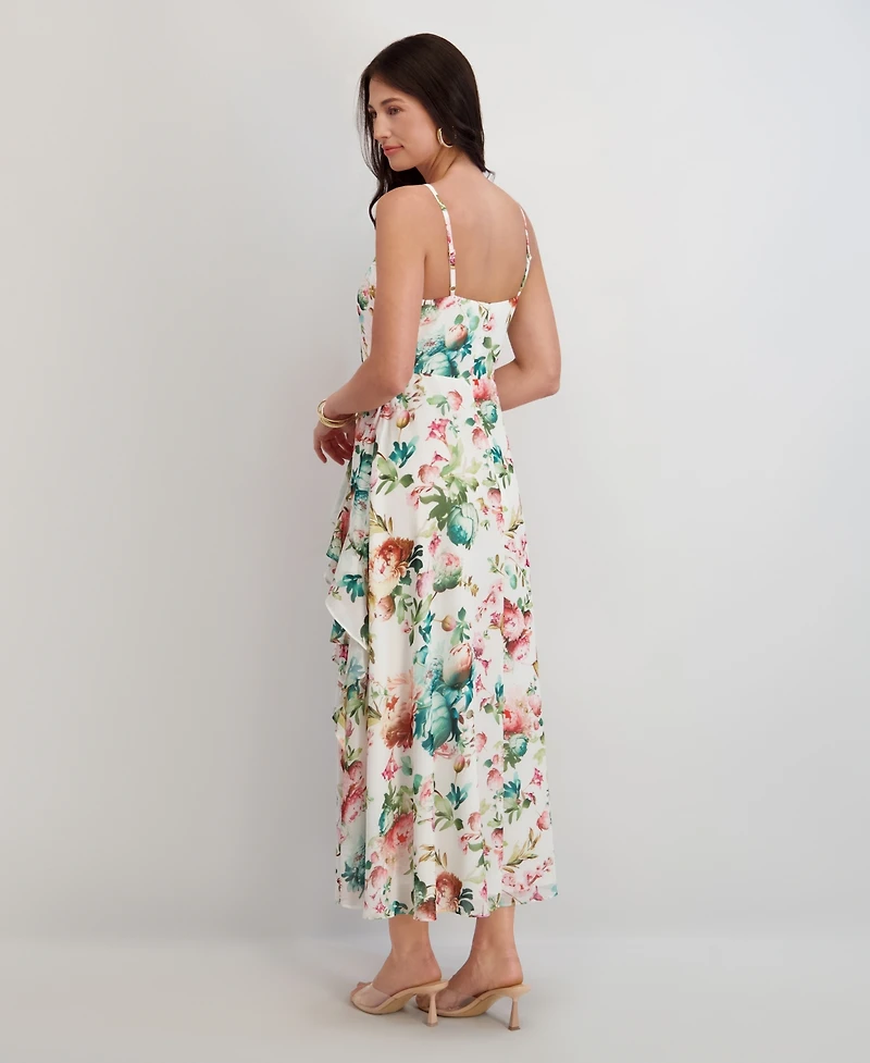 Siena Women's Printed Chiffon V-Neck Dress