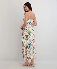 Siena Women's Printed Chiffon V-Neck Dress