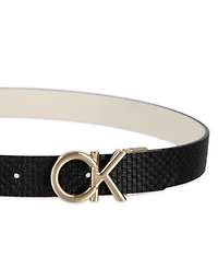 Calvin Klein Women's Reversible Puffed Ck Monogram Buckle Belt