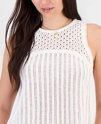 Hooked Up by Iot Juniors' Tipped Crochet Sleeveless Tank Top Sweater