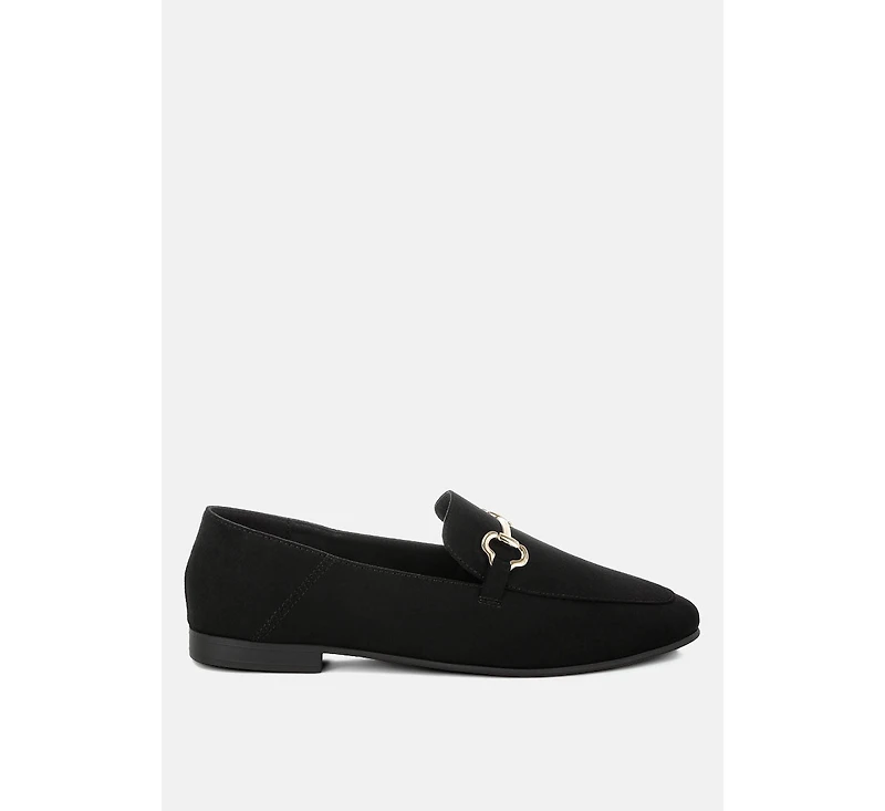 London Rag Womens Noltas Horsebit Embellished Flat Loafers