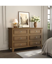 gaomon 6-Drawer Dresser, Wooden Storage Chest with Metal Handles