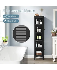 Volenca Tall Bathroom Storage Cabinet, Shutter Doors, Adjustable Shelf, Freestanding