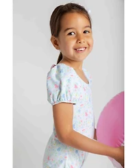 Florence Eiseman Little Girls Floral Print Swimsuit with Puff Sleeves