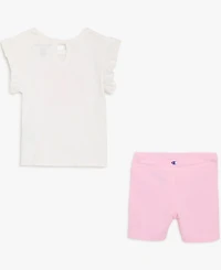 Champion Baby Girls' Graphic T-Shirt and Shorts, 2-Piece Set