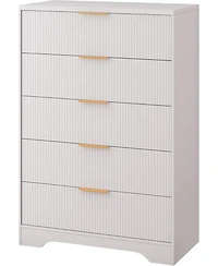 gaomon Dresser for Bedroom with 5 Drawers, Wave Fluted Modern Chest of Tall Wood Storage Organizer Nursery, Hallway, Living Room, Closet