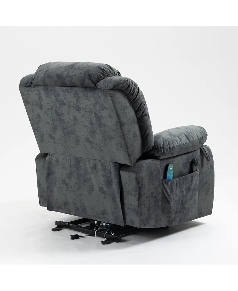 Boyel Living Velvet Recliners with Heat & Massage Power Lift Chair Relax Sofa Chair for Living Room, Brown