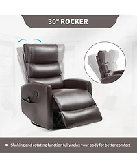 Clihome Manual Recliner Chair Heat Massage with Rocker and Swivel Fabric for Living Room.