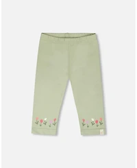 Deux par Baby Girls Cotton Jersey Capri Light Khaki Green -Infant