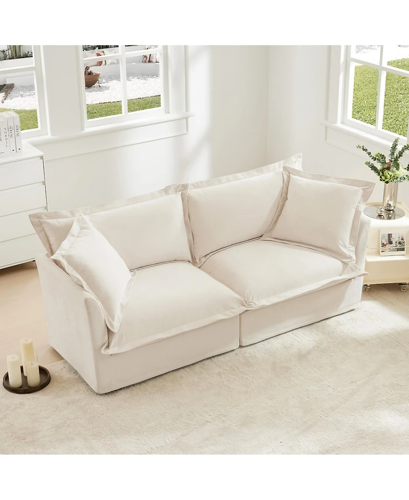 Boyel Living Modular 2-Seat Sofa Couches, Chenille Loveseat Deep Seat Sofa Couch with Removable Covers & 2 Pillows