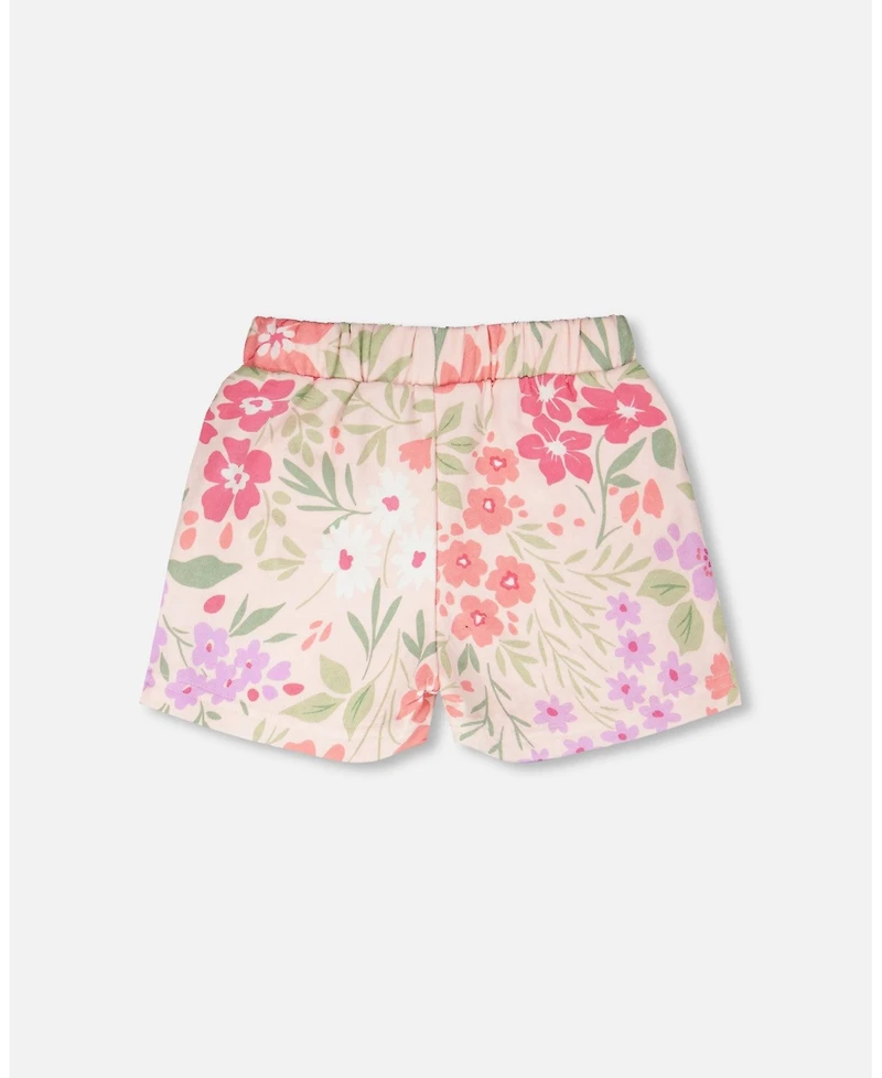 Deux par Deux Toddler Girls French Terry Shorts Printed Flowers