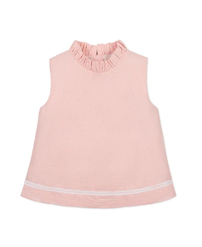 Hope & Henry Toddler Girls' Organic Ruffle Neck Seersucker Top