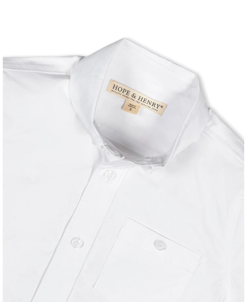 Hope & Henry Little and Big Boys' Organic Short Sleeve Stretch Poplin Button Down Shirt