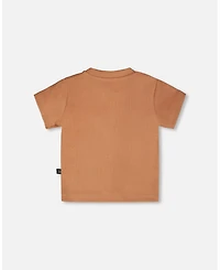 Deux par Baby Boys Cotton Rib Jersey T-Shirt and Short Set Caramel Zebra Print