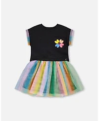 Deux par Big Girls Cotton and Mesh Dress