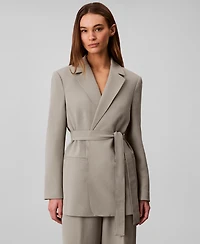 Calvin Klein Women's Casual Twill Collared Belted Blazer