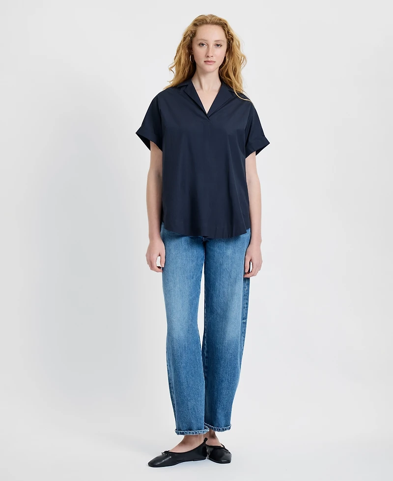 French Connection Women's Poplin Collared Top