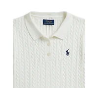 Polo Ralph Lauren Girls' 7-16 Mini-Cable Three-Button Placket Sweater